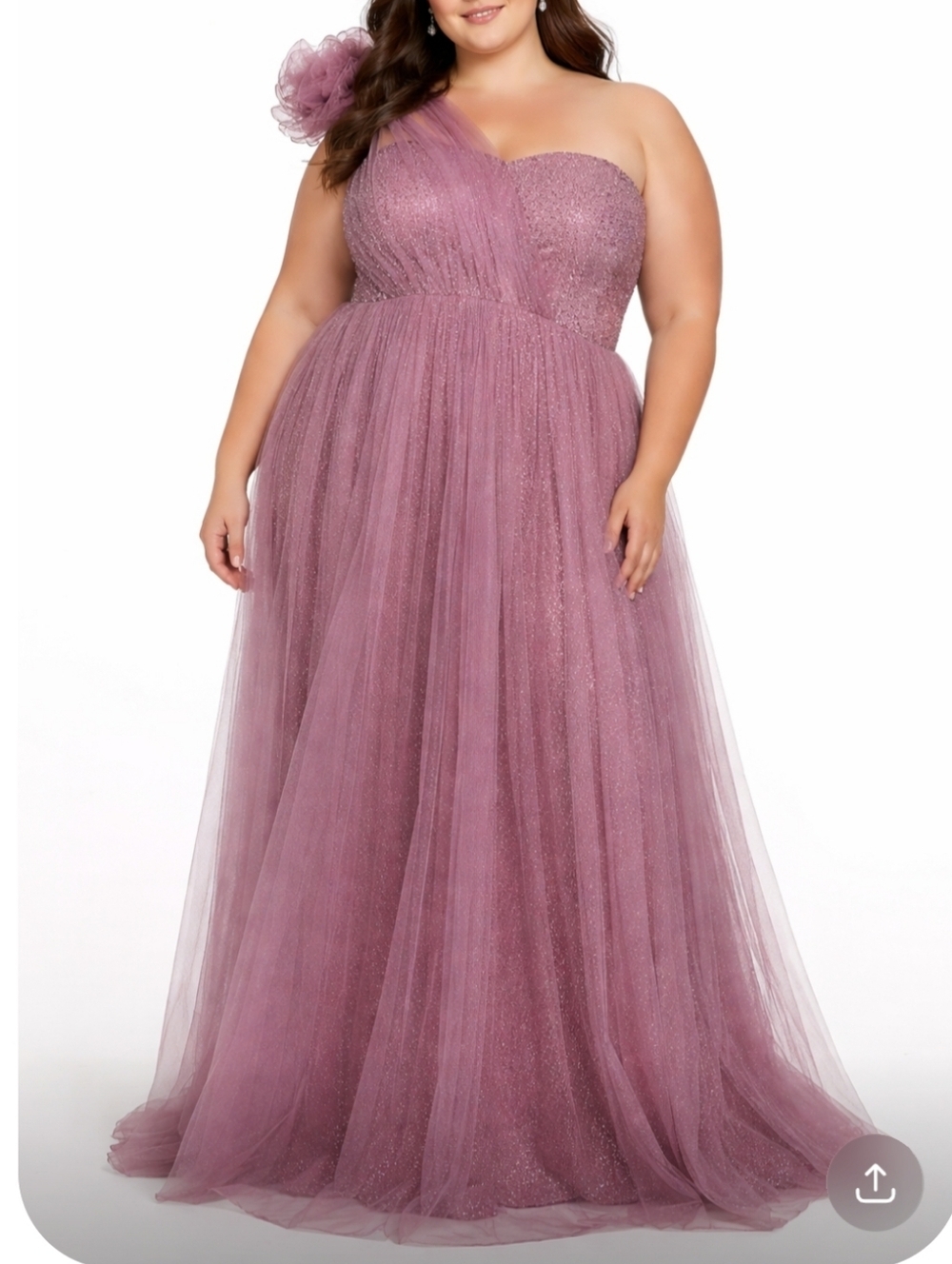 Faeriesty One Shoulder Sequin With Tulle Overlay Floor Length Gown Size 3X